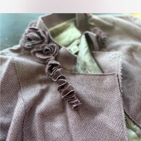 Banana Republic Italian Wool Blazer Size 14 | Lilac Purple Rosette Collar Jacket - Picture 6 of 12